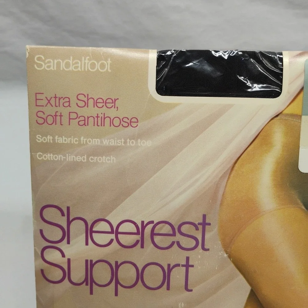 JcPenney‎ 80s Long Airline Navy 28 Sheerest Support Pantyhose Sandalfoot